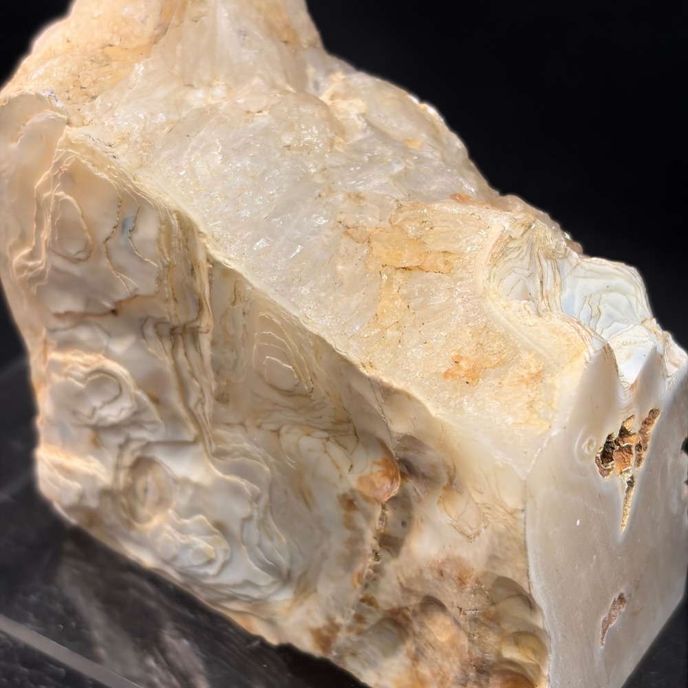 Natural Raw Fortification Agate Crystal Slab Creamy Tan Chalcedony Specimen